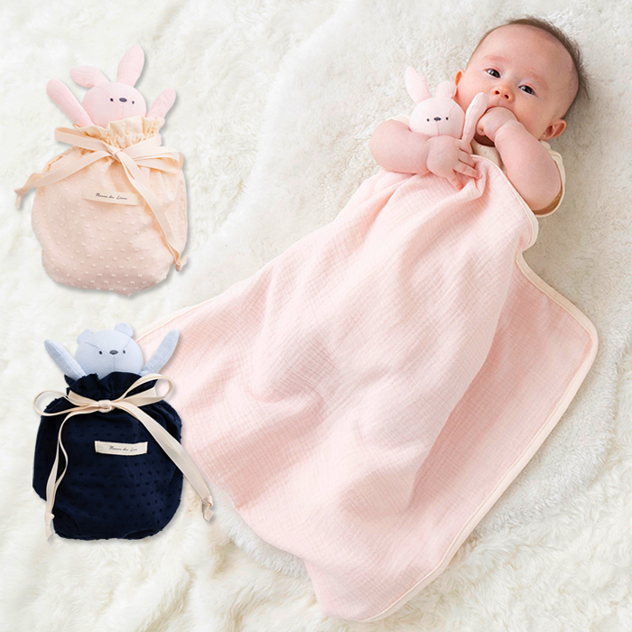 ＼セール30％OFF／ベビー ミニガーゼケット 巾着付き 【ヌエール ディ リアン】