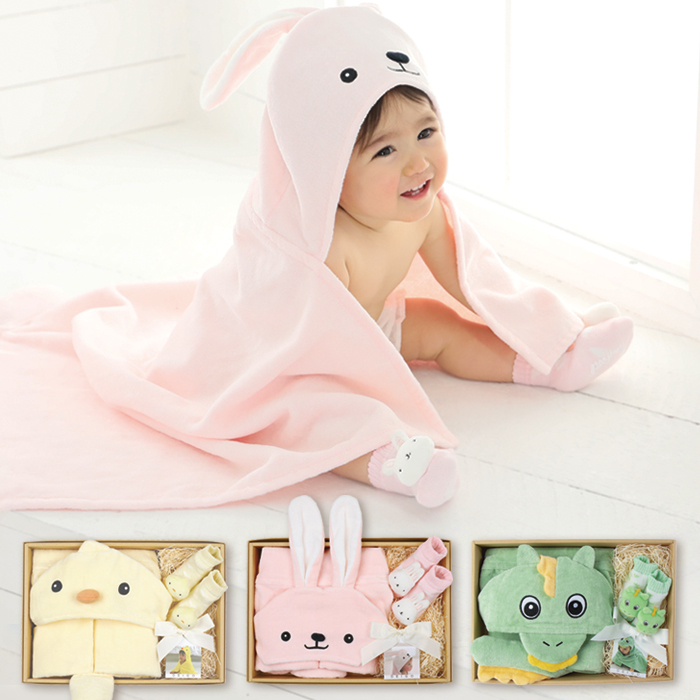 ＼セール30％OFF／ベビー フードバスタオル＆ソックスset ギフトBOX 【ディーゴ】