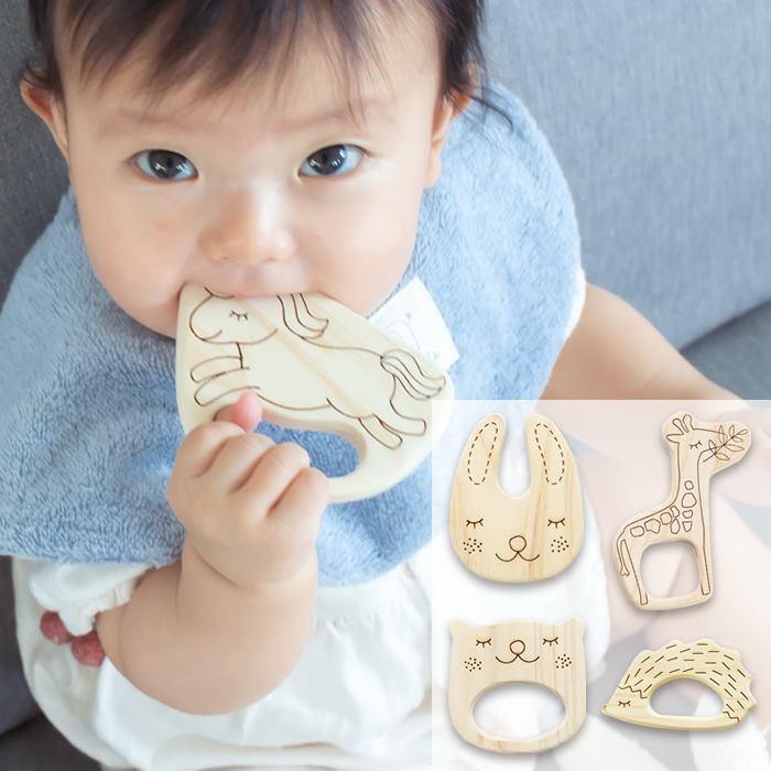 ベビー ヒノキの歯固め（ミニハンカチ付き） 【オルネット】